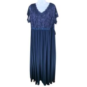 Torrid Plus Size 24 Sequin Lace Maxi Dress Navy Evening Gown NWT